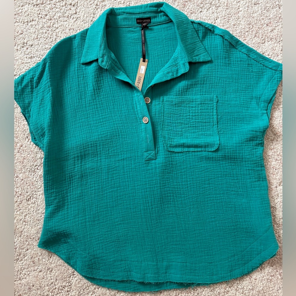 Coco + Carmen Turquoise Shirt